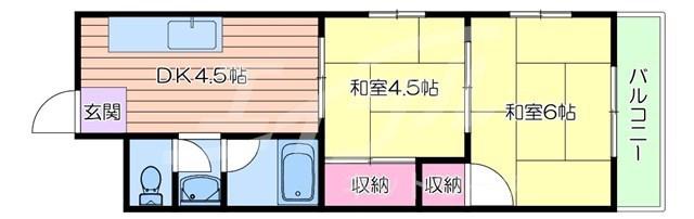 第3ロックマンション(2DK/3階)の間取り写真