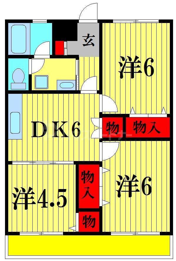 ローヤルハイツ渋谷(3DK/2階)の間取り写真