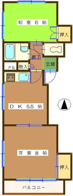 ユニコーポ(2DK/3階)の間取り写真