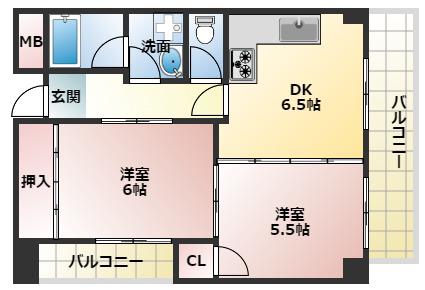 グレイスパイン(2DK/3階)の間取り写真
