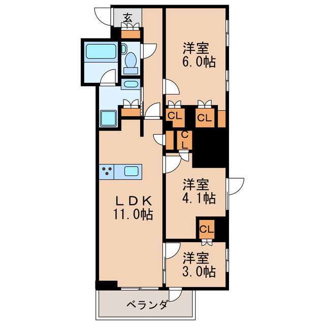 GRAN PASEO名古屋伏見(3LDK/2階)の間取り写真