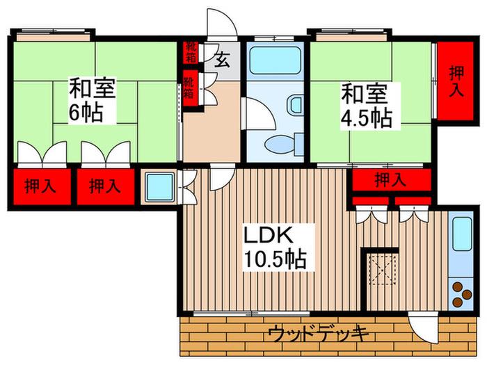 ギャラリーハウス(2LDK/1階)の間取り写真