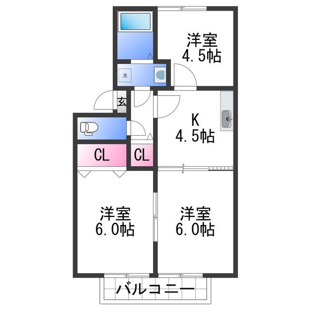 プレジール加納I(3K/2階)の間取り写真