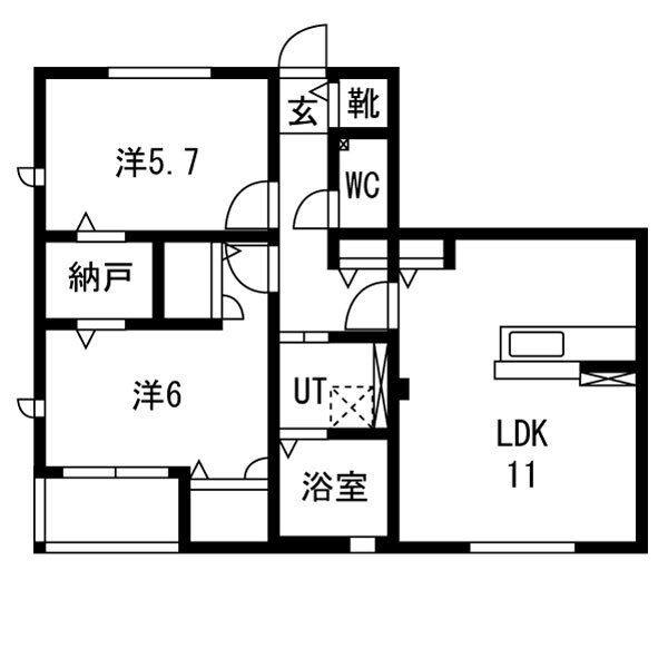 ウイングクレストC(2LDK/2階)の間取り写真