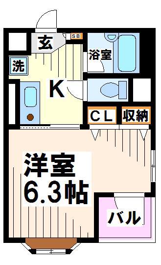 スクエア尾崎(1K/3階)の間取り写真