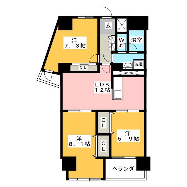 本郷台サンハイツ(3LDK/7階)の間取り写真