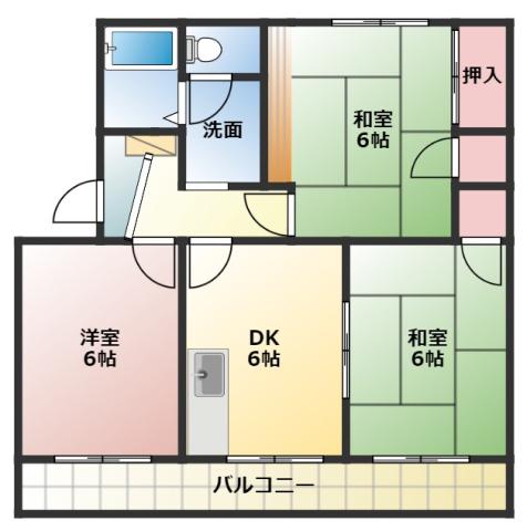 マンションオリエントII(3DK/3階)の間取り写真