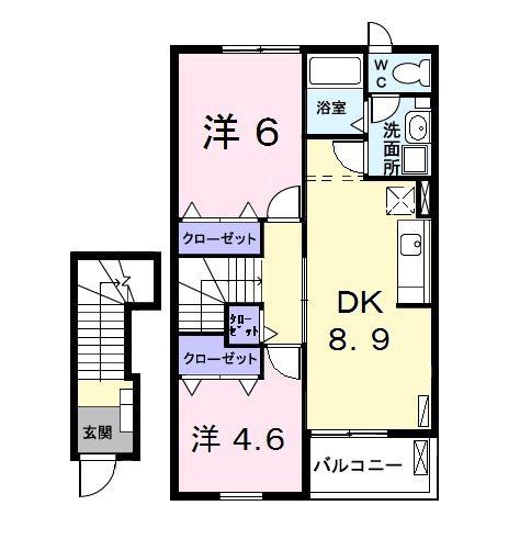 サザンウィンド PARTVI(2LDK/2階)の間取り写真