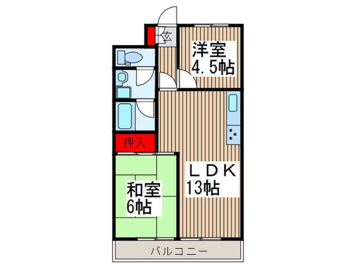 入間駅前ビル(2LDK/5階)の間取り写真