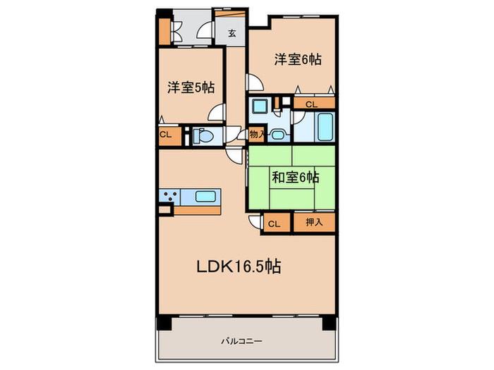 パデシオン宇治木幡III番館 (3LDK/2階)の間取り写真