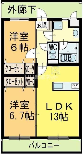 フランシーズ(2LDK/2階)の間取り写真