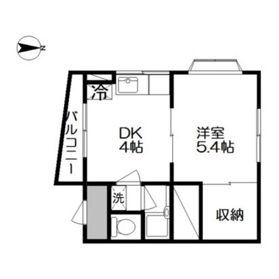 サンロード津高(1DK/3階)の間取り写真