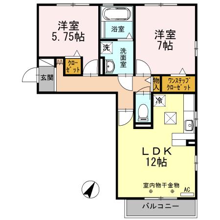 ボヌール(2LDK/3階)の間取り写真