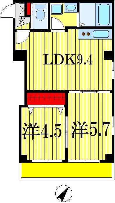 レフィーユ(2LDK/3階)の間取り写真