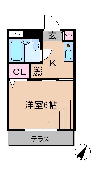 ハイツユタカ(1K/1階)の間取り写真
