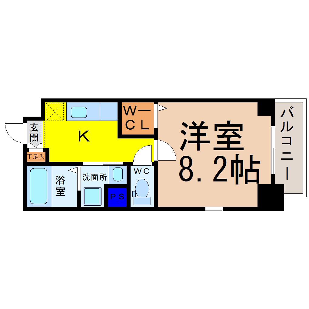 ノイグランツD(1K/7階)の間取り写真