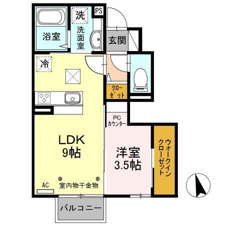 コンフォルタ野溝(1LDK/2階)の間取り写真