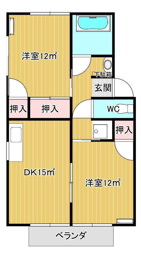 パークサイドあさのC(2DK/1階)の間取り写真