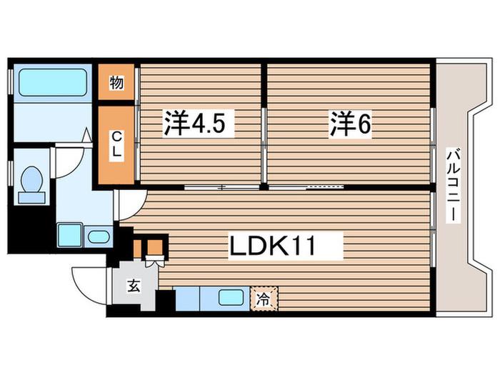 綱島東マンション(2LDK/1階)の間取り写真