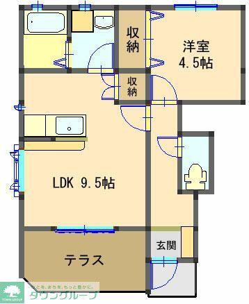 ラプロシェ(1LDK/1階)の間取り写真