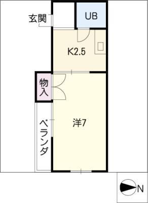 YMD川前(1K/3階)の間取り写真