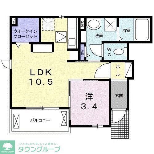 ディアーテA(1LDK/1階)の間取り写真