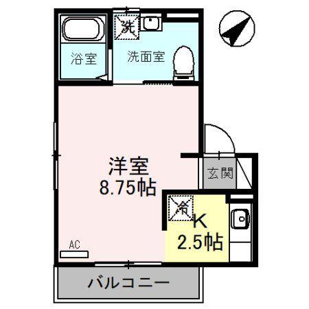アブリーゴ11(1K/2階)の間取り写真