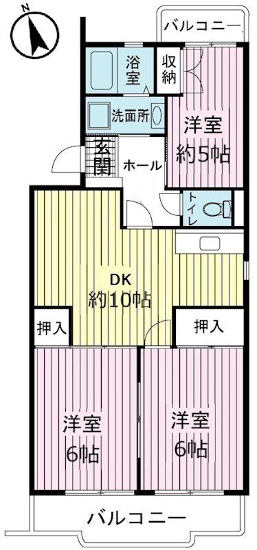 池之端ハイツ(3DK/3階)の間取り写真
