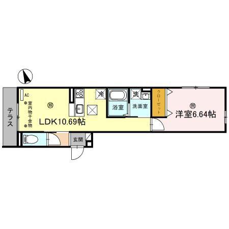 ANGELO(1LDK/1階)の間取り写真