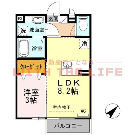 プログレスI(1LDK/2階)の間取り写真