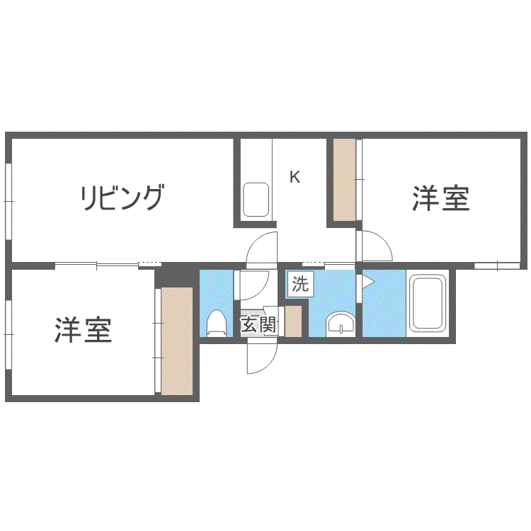 宮の沢2条館(2LDK/3階)の間取り写真