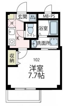 チェリーハウス3(1K/1階)の間取り写真