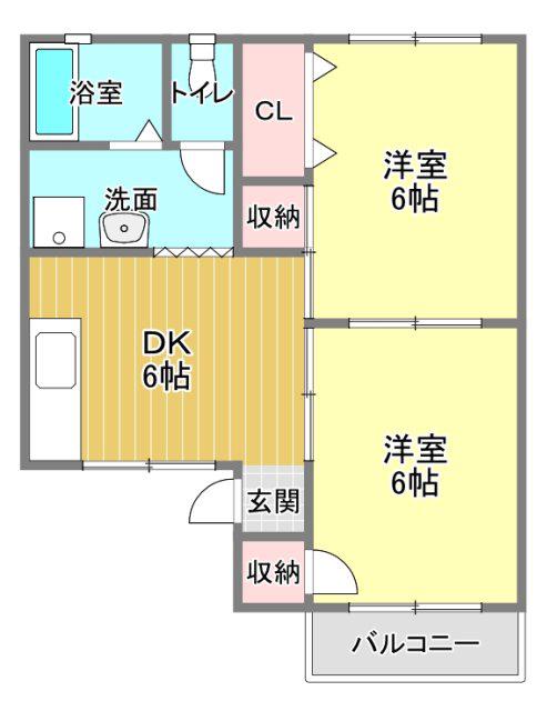 セジュールLEE(2DK/1階)の間取り写真