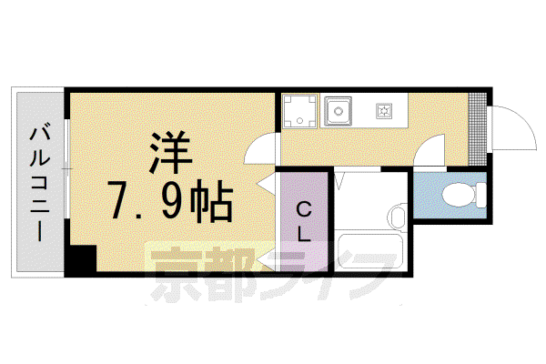 エリーフラッツ西洞院(1K/6階)の間取り写真