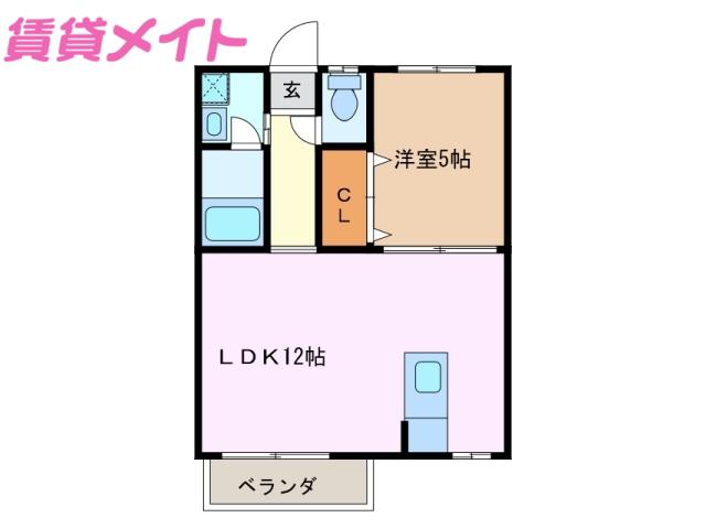 ハイツカスル(1LDK/1階)の間取り写真