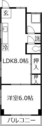 旭マンション(1LDK/3階)の間取り写真