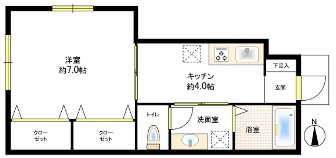 ナリトモ都賀(1DK/1階)の間取り写真