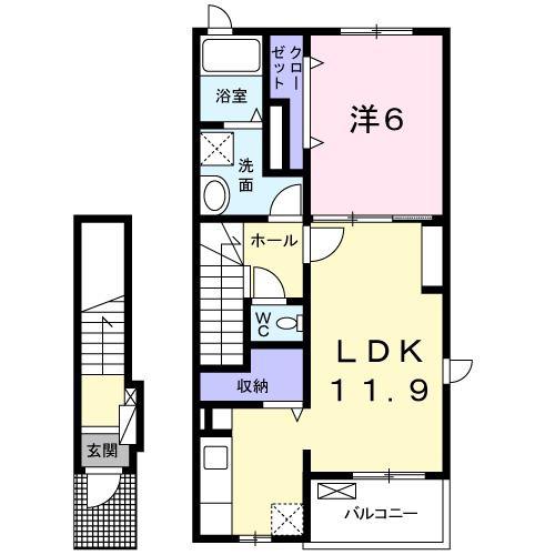 エーデル ハイム(1LDK/2階)の間取り写真