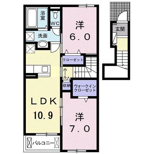 グランヴィア K(2LDK/2階)の間取り写真