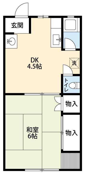 青木荘(1DK/1階)の間取り写真