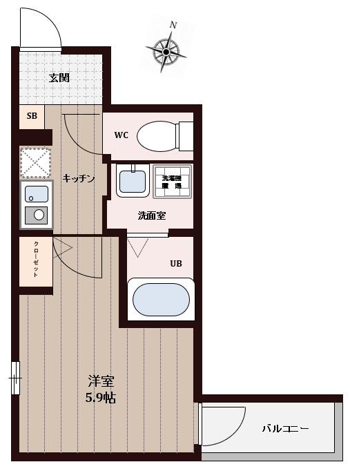 エスパシオ本町(1K/2階)の間取り写真