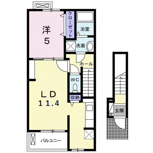 ブラン ヴェール(1LDK/2階)の間取り写真