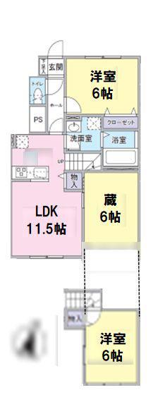 FRESCA弥生台A(2LDK/1階)の間取り写真