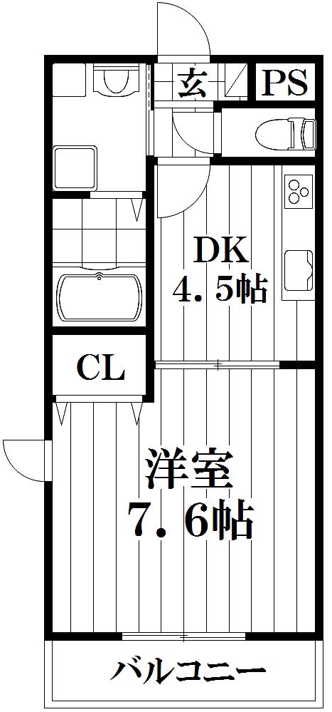 アムール諸福A(1DK/1階)の間取り写真