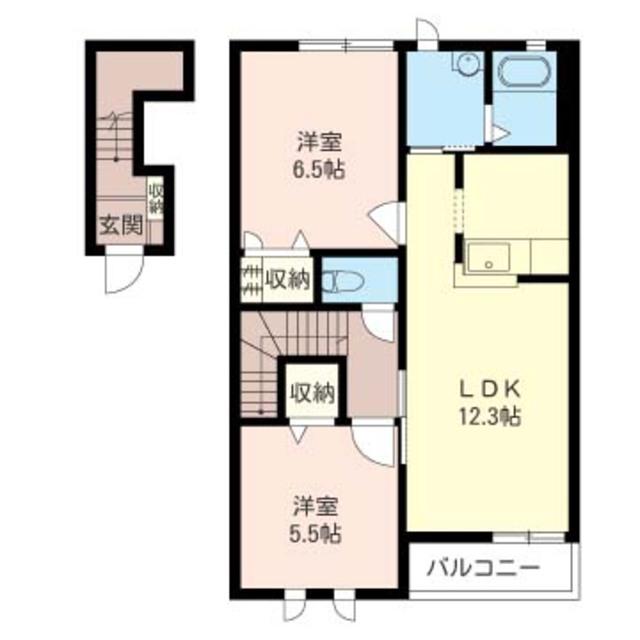 メゾンアンダルシアB(2LDK/2階)の間取り写真