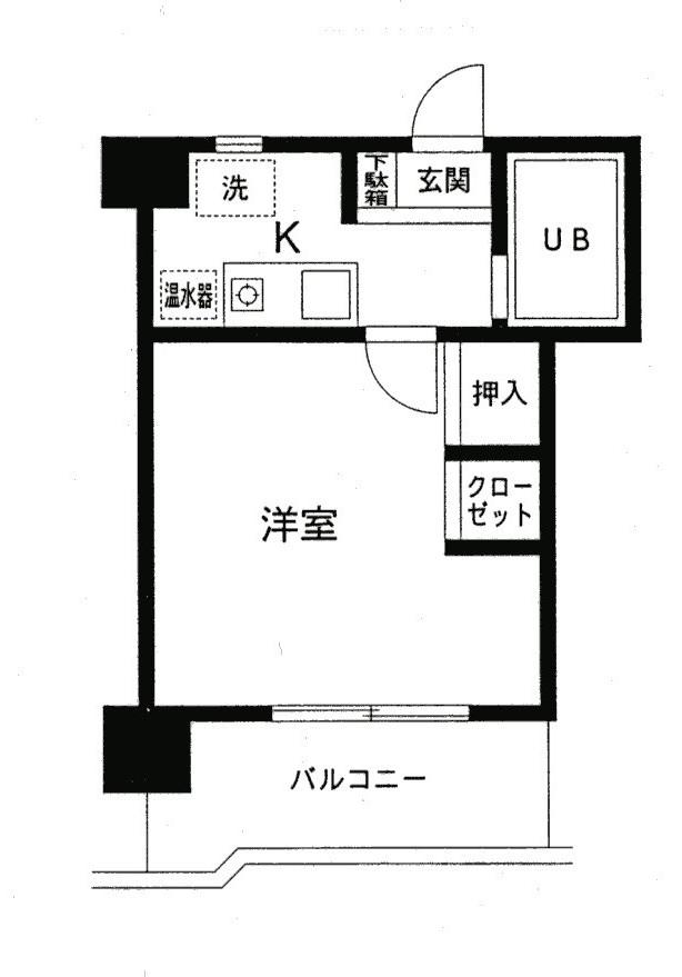 コンドービル(1K/4階)の間取り写真