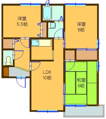 アルカディア3番館(3LDK/2階)の間取り写真