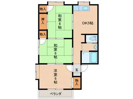 サンビレッジ鶴田A(3DK/2階)の間取り写真