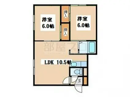 中村マンション(2LDK/2階)の間取り写真