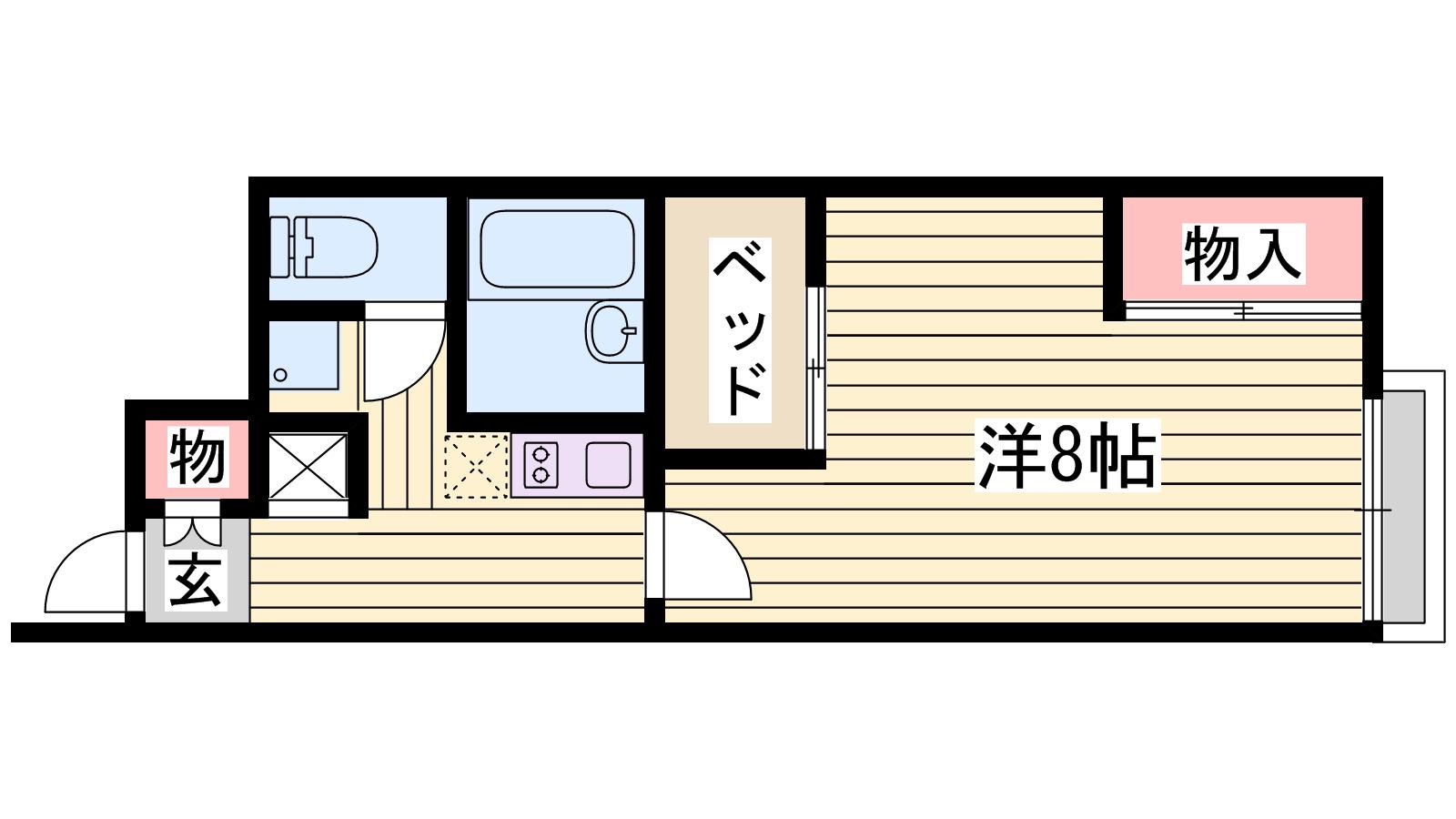 レオパレスセラヴィ(1K/2階)の間取り写真